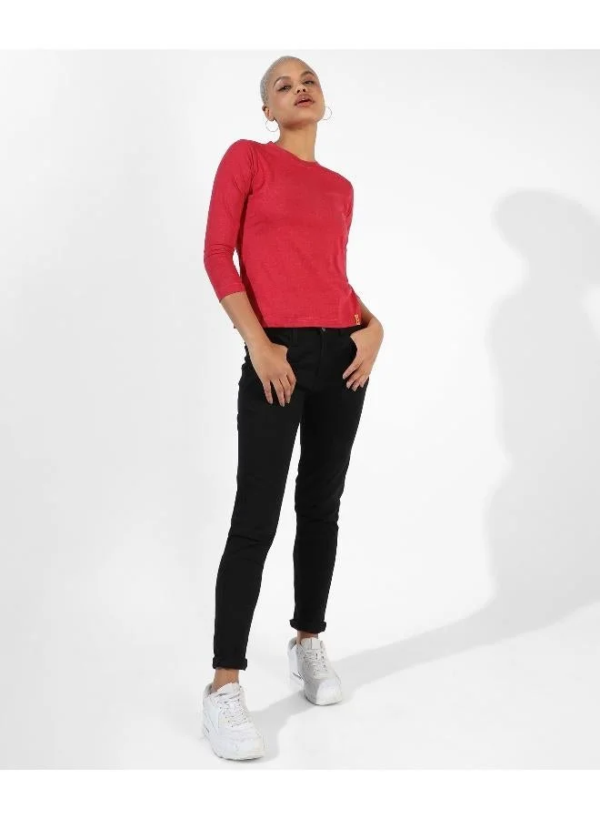 Pinacolada  Women's Crimson Red Basic Lounge Top for Women | Best Price UAE